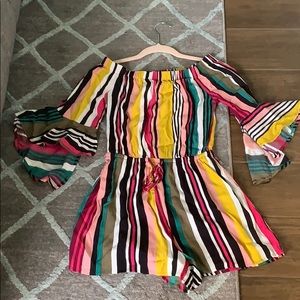 Express multicolored striped romper